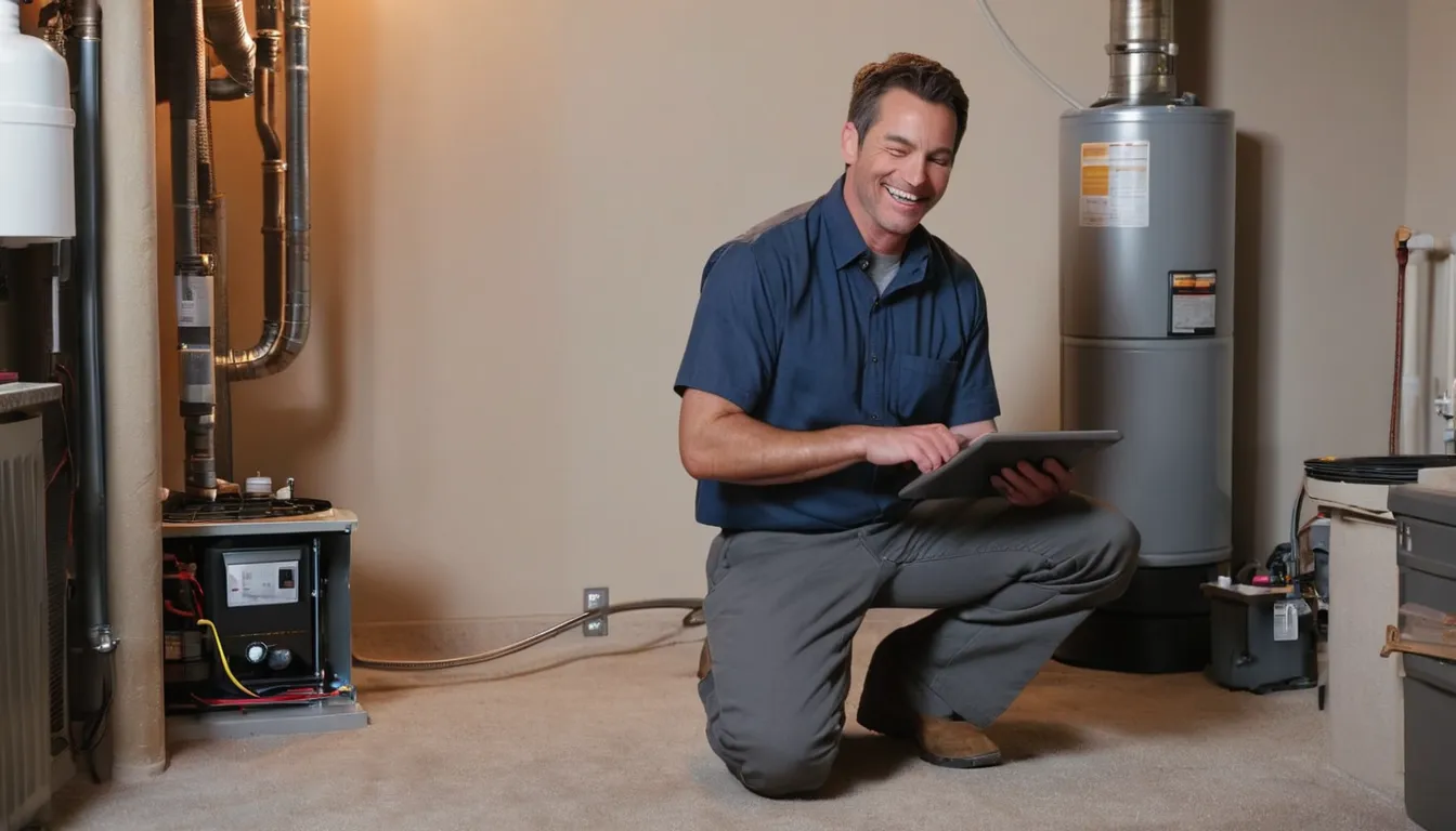 Friendly local HVAC provider checking a gas furnace in a basement of a home in Cahokia Heights